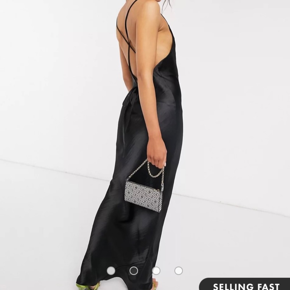 ASOS Black Satin Maxi Slip Dress